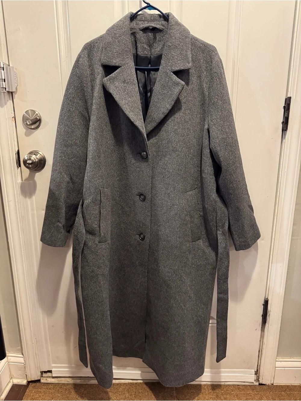 & OTHER STORIES Relaxed Alpaca Blend Coat Wool Belted Trench Long Gray $249.00 - Picture 10 of 16